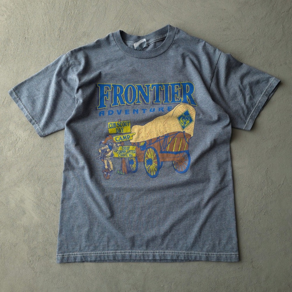 Vintage 2000s Jerzees Blue Frontier Adventure T-shirt Medium Cub Scout Day Camp - Picture 6 of 6